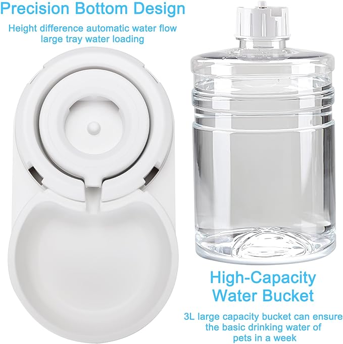 RIZZARI Automatic Pet Waterer, 3L Gravity Water Dispenser, 100% BPA-Free, Large Capacity Water Feeder for Cats and Small and Medium-Sized Dogs (3L,with Filter)