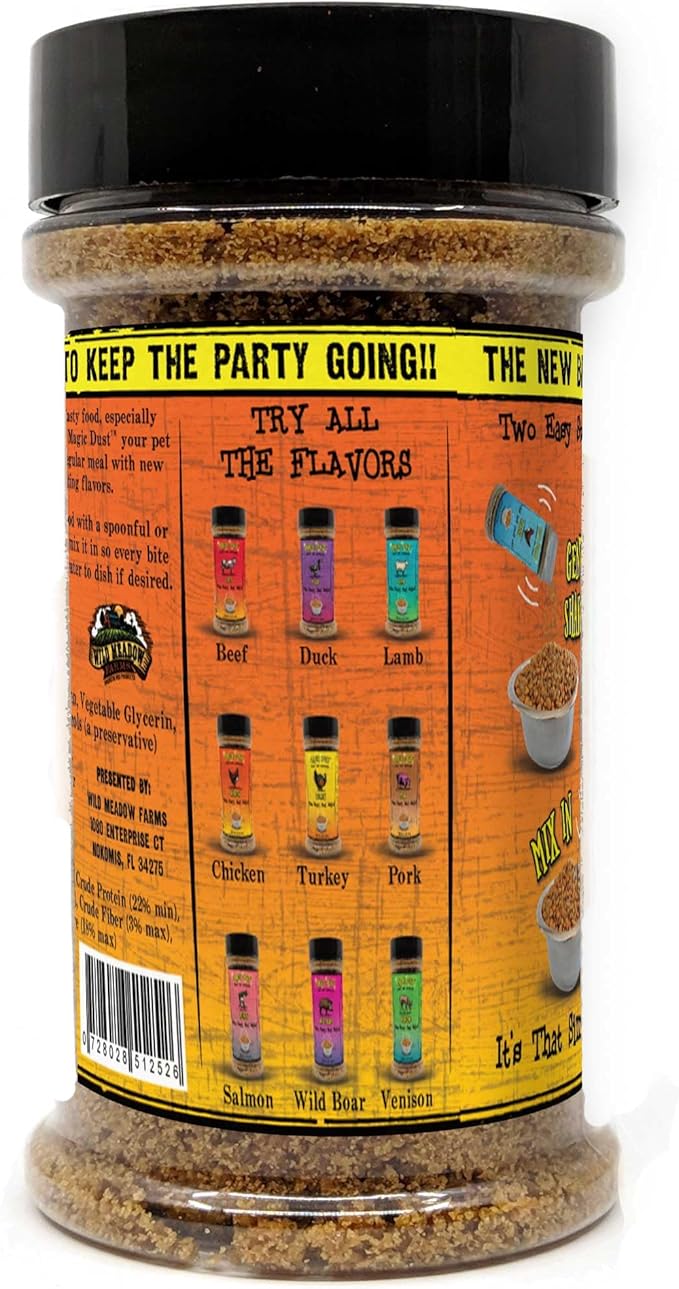 Wild Meadow Farms - Magic Dust Chicken Jerky Topper, Single Protein Pet Food Topper for Dogs & Cats, Enhance Flavor & Elevate Mealtime Excitement for Picky Eaters, Made in USA - 8 Ounce Bottle