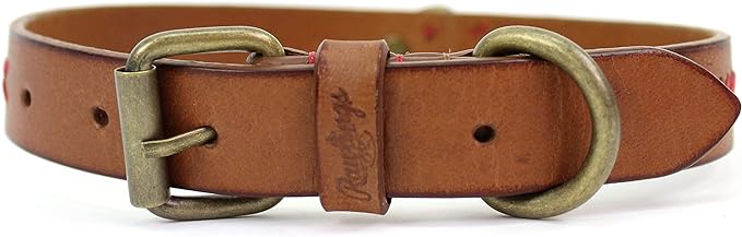 Rawlings | Baseball Stitch Leather Dog Collar | Multiple Sizes | Multiple Colors