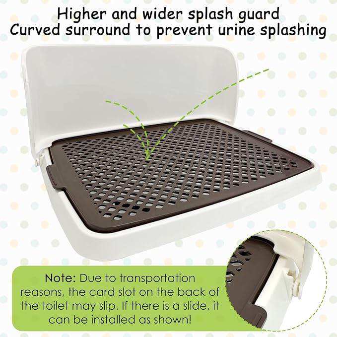 Hamiledyi Dog Potty Tray, Pet Dog Pee Pad Holder, 19"x14" Puppy Training Pad Holder Dog Toilet Pad Mesh Training Toilet Portable Dog Litter Box for Small and Medium Dogs, Puddy,Bunny, Cats (Brown)
