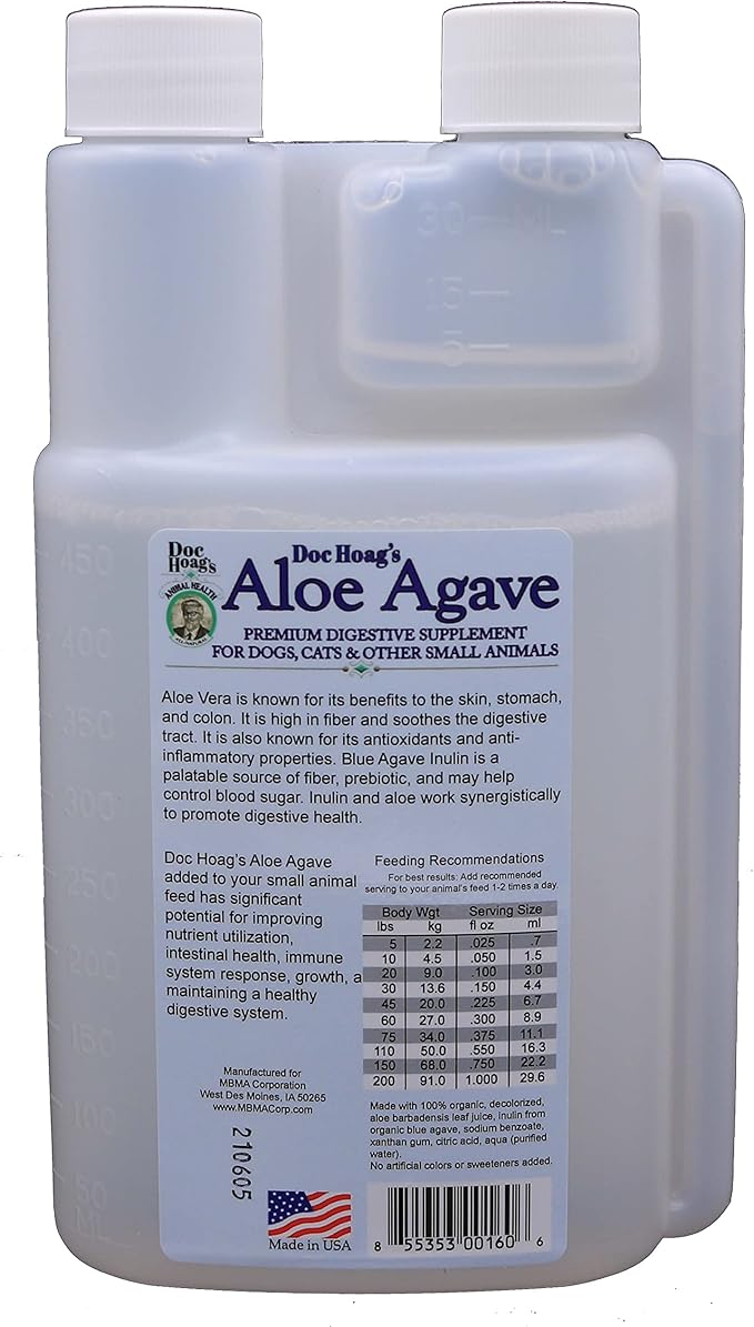 Doc Hoag’s Aloe Vera + Agave Natural Holistic Dog Supplements for Hair & Weight Loss - Also for Puppies, Cats & Other Small Animals by Original Udder Balm