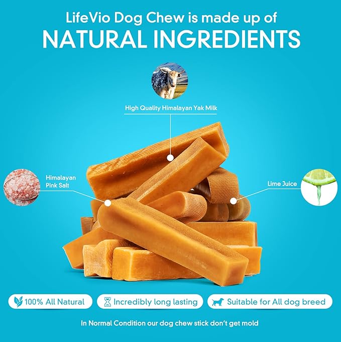 Medium Himalayan Yak Cheese Dog Chews, Medium (1 Stick) Long Lasting, 100% Natural with Pink Salt and Lime Juice for All Dogs