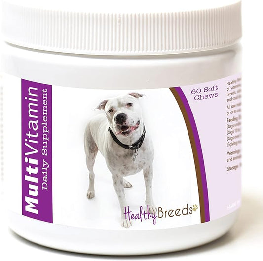 Healthy Breeds Pit Bull Multivitamin for Dogs - Vet Recommended Daily Supplement - Bacon Flavored - 60 Soft Chews