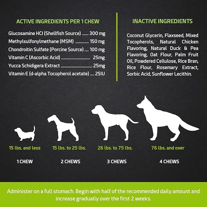 Glucosamine for Dogs - Hip & Joint Supplement - Dog Mobility Soft Chews Vitamin C & E for Hips and Joints, Duck and Pumpkin, Peanut Butter Formula (50 Soft Chews)