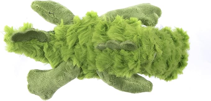goDog PlayClean Gator Squeaky Plush Dog Toy with Odor-Eliminating Essential Oils, Chew Guard Technology - Green, Small