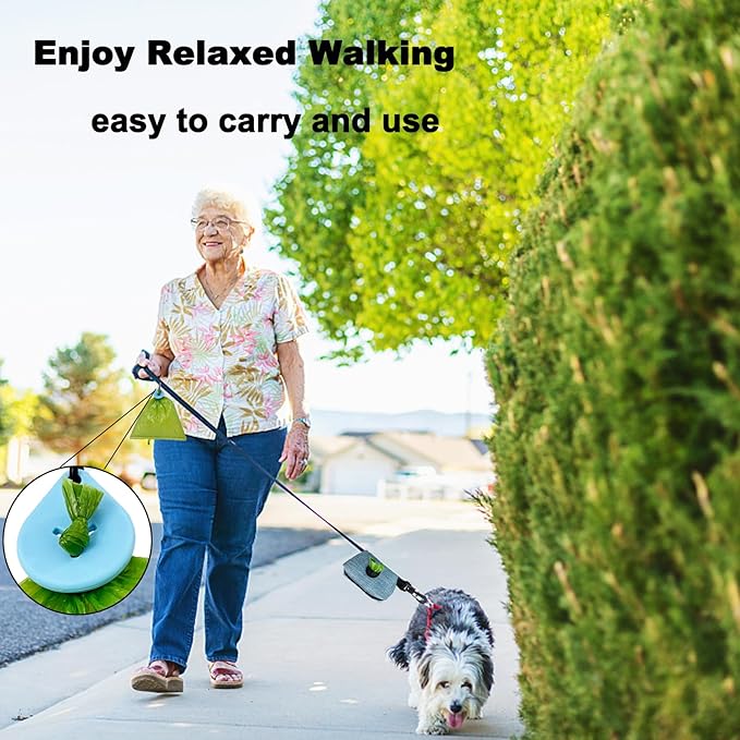 Dog Poop Bag Holder for Leash, 2 Pack Dog Poop Bag Dispenser Doggie Waste Bag Holder Puppy Poop Bag Carrier, plus 2 Waste Holder for Dispenser Carrier - Fits All Dog Leash (Blue)
