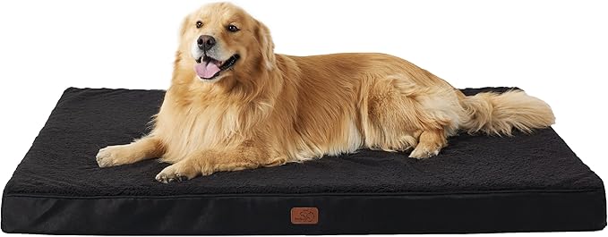 Bedsure Jumbo Dog Bed for Large Dogs - XXL Orthopedic Waterproof Dog Beds with Removable Washable Cover, Egg Crate Foam Pet Bed Mat, Suitable for Dogs Up to 150lbs, Black