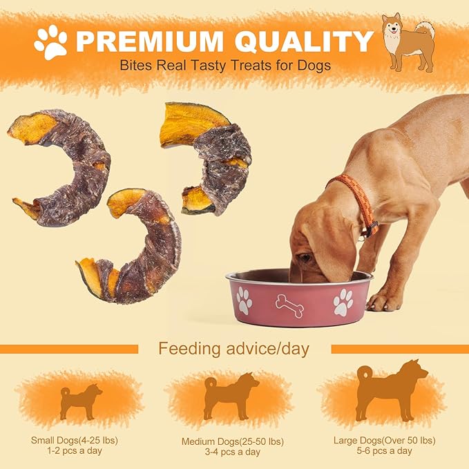 Duck Meat Pumpkin Dog Treats - Dog food Natural Chews Snacks Protein-Rich Real Meat Grain Free Healthy Pet Food for Training Small Medium Large Dogs (5 OZ)