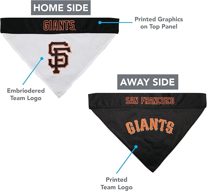 Pets First SFG-3217-S-M MLB San Francisco Giants Reversible Pet Bandana, Small/Medium, MLB Team Color