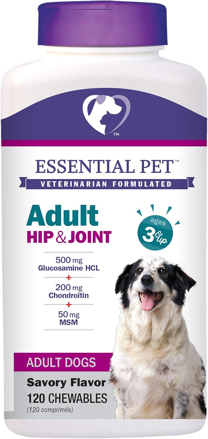 Essential Pet Adult Dog Hip & Joint Support Chewable Tablet Age 3+ with 500mg Glucosamine and 200mg Chondroitin (23038)