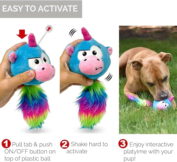 Hyper Pet Doggie Pal Unicorn Interactive Plush Dog Toys (Wiggles, Vibrates, and Barks – Dog Toys for Boredom and Stimulating Play)