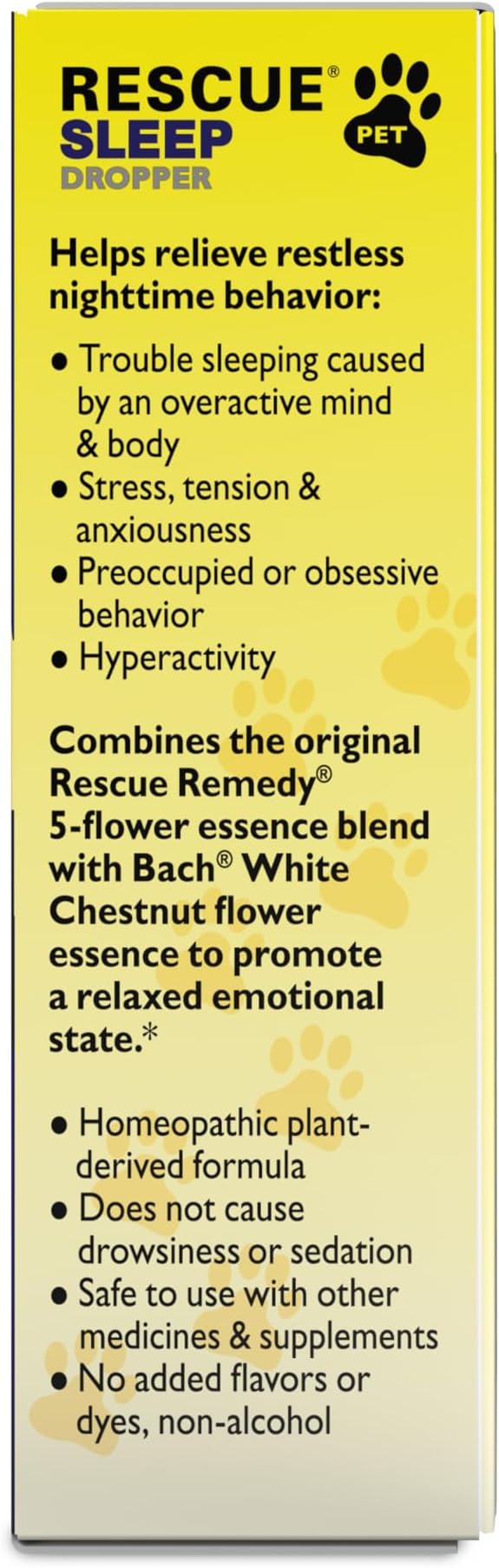 RESCUE Bach PET SLEEP Dropper 10mL, Sleep Aid for Dogs & Cats, No Melatonin, Stress Relief, Calms Anxiousness, Homeopathic, Flower Essence