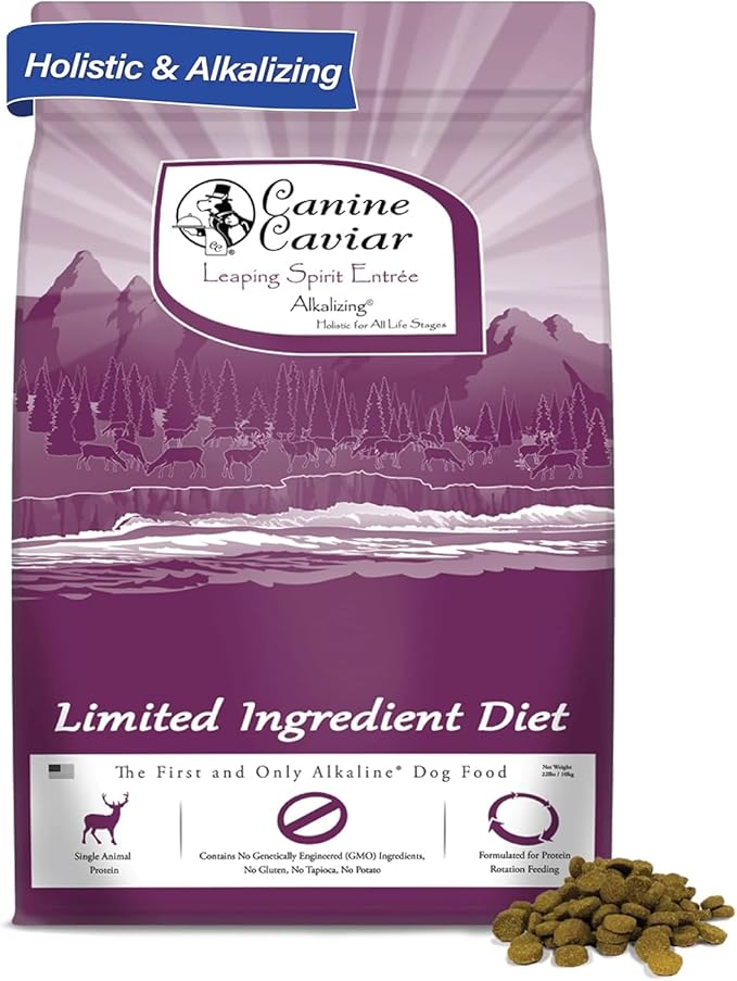 Canine Caviar Leaping Spirit Dog Food – Limited Ingredient Alkaline Holistic Dog Food – All Life Stages – Gluten Free, Ultra-Premium Dog Food – Healthy Skin & Coat – Venison & Pearl Millet – 11 lbs