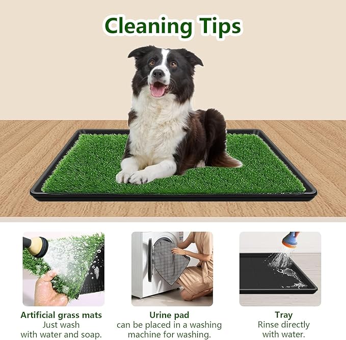 28.7 x 19.6In Dog Grass Pad with Tray Pet Potty Fake Grass Training Mat Artificial Grass for Dogs with Tray on Indoor and Outdoor