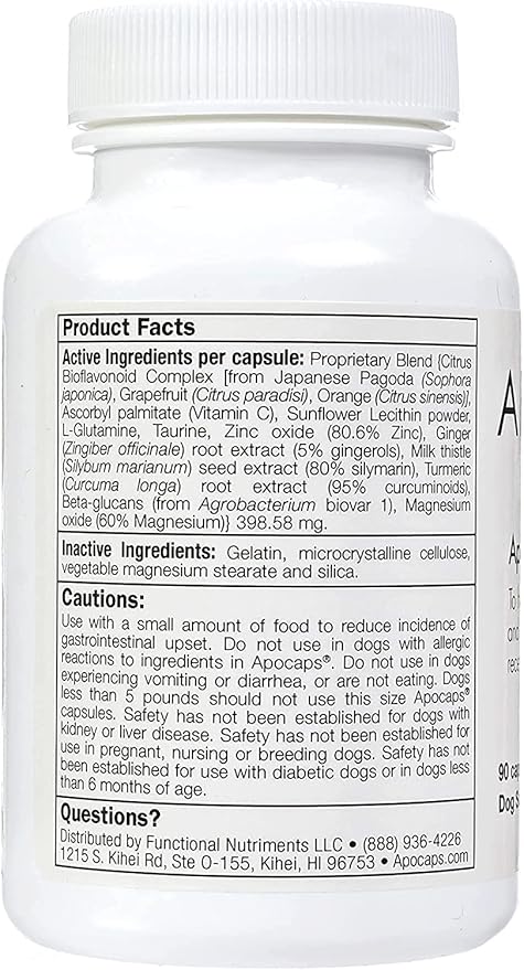 Apocaps CX Apoptogen Formula for Dogs, 90 Count (Pack of 1)