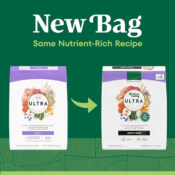 Nutro Ultra Adult Dry Dog Food with a Trio of Proteins from Chicken, Lamb and Salmon, 13 lb. Bag