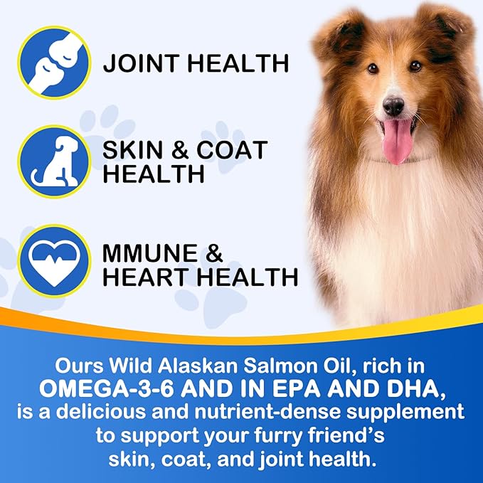 Omega-3 Fish Oil for Dogs, Omega 3 Fish Oil with EPA & DHA Supports Dogs Seasonal Allergies Relief, Boosts Immune Function, Itch Skin Relief & Promote Coat Health, Pet Supplements - 120 Soft Gels