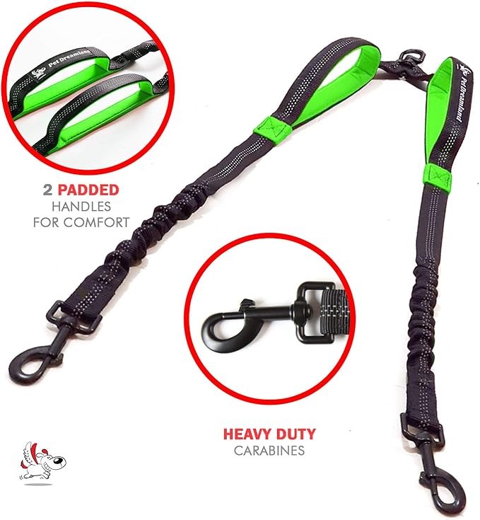 Exquisite Two Dog Leash Splitter | Double Dog Leash for Large Dogs Heavy Duty | No Tangle 2 Dog Leash Coupler | Dual Dog Leash Attachment | Retractable Dual Leashes for 2 Dogs
