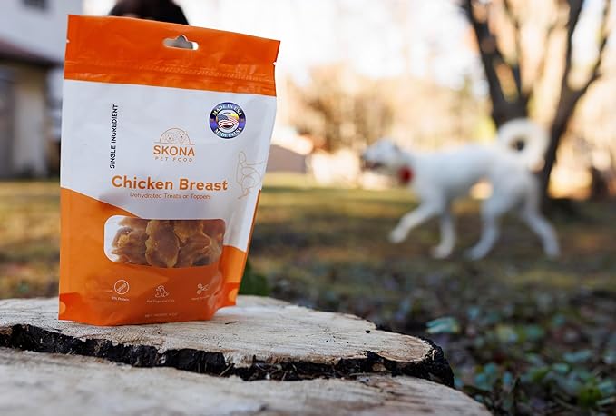 Skona Single-Ingredient Chicken Breast Jerky Treats (4oz) | Dogs & Cats | Lean Protein, Hypoallergenic, Dental Care | Ideal Training, USA Made