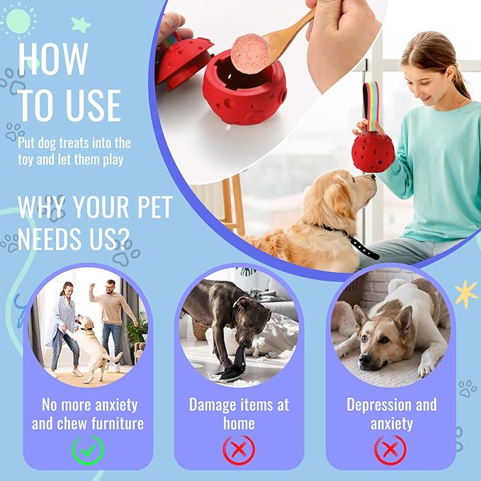 Fillable Dog Chew Toy, Treat Tray for Frozen Dog Food, DIY Fillable Rubber Treat Toy and Silicone Molds, Sturdy Chew Enrichment Stimulation Toys (Red)