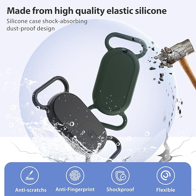 2 Pack Dog Collar Holder for SmartTag2, Waterproof Silicone Case for Pet Cat, Anti-Lost Scratch Resistant Protective Cover Accessory for Smart tag2 (Black,Grey)