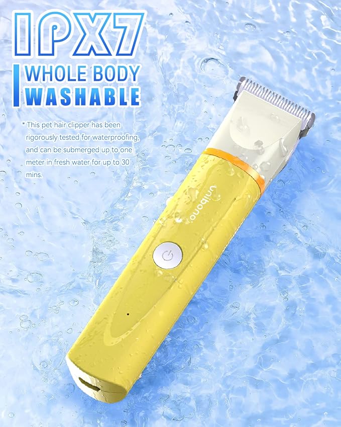Dog Grooming Clippers Kit, All-in-One Low Noise Paw Trimmer Electric Small Puppy Clippers Rechargeable Cordless IPx7 Waterproof Cat Claw Trimmer Nail Grinder for Dogs Cats at Home