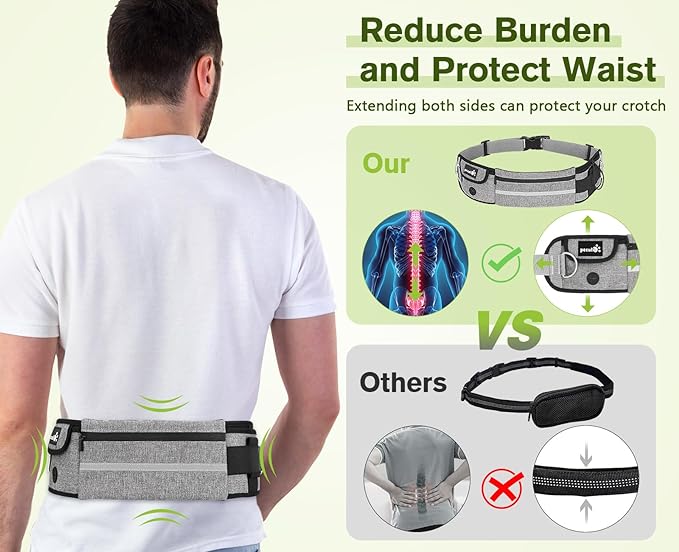Pecute Hands Free Dog Leash with Pouch, Waist Belt Fanny Pack with Soft Padds, Dual Padded Handles and Durable Bungee for Walking, Hiking, Jogging Biking, and Running (Up to 220lbs)