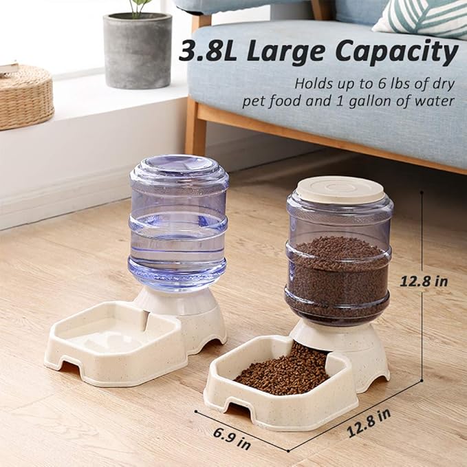 Pet Feeder Food Dispenser Automatic for Dogs Cats, 100% BPA-Free, Gravity Refill, Easily Clean, Self Feeding for Small Large Pets Puppy Kitten Rabbit Bunny