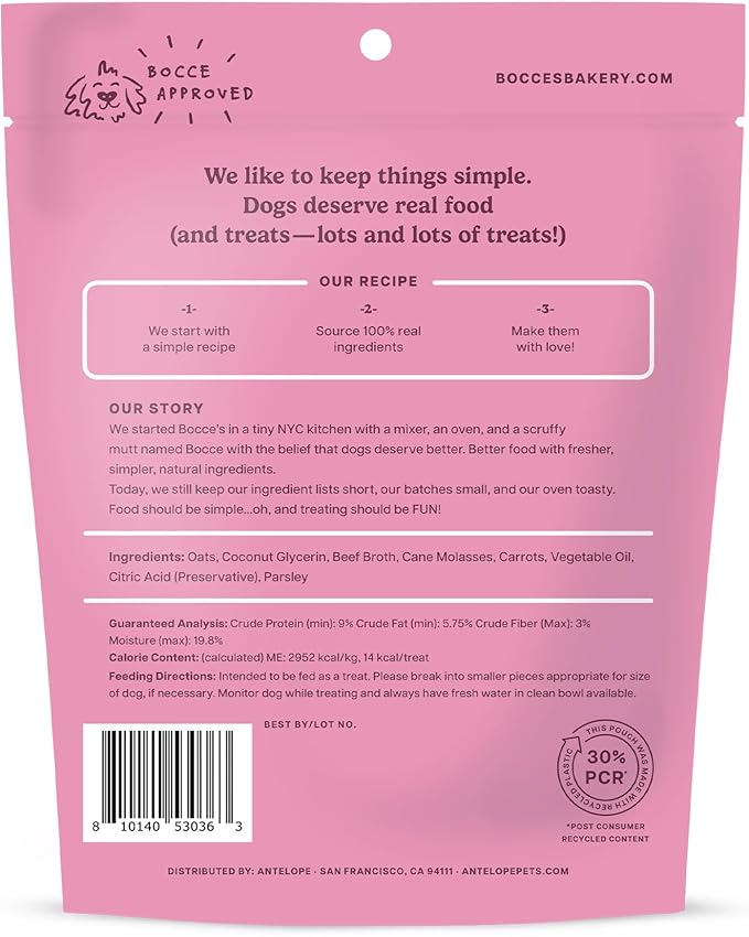 Bocce's Bakery Bone Broth Wellness Treats for Dogs, Wheat-Free Everyday Dog Treats, Made with Real Ingredients, Baked in The USA, All-Natural Soft & Chewy Cookies, 6 oz