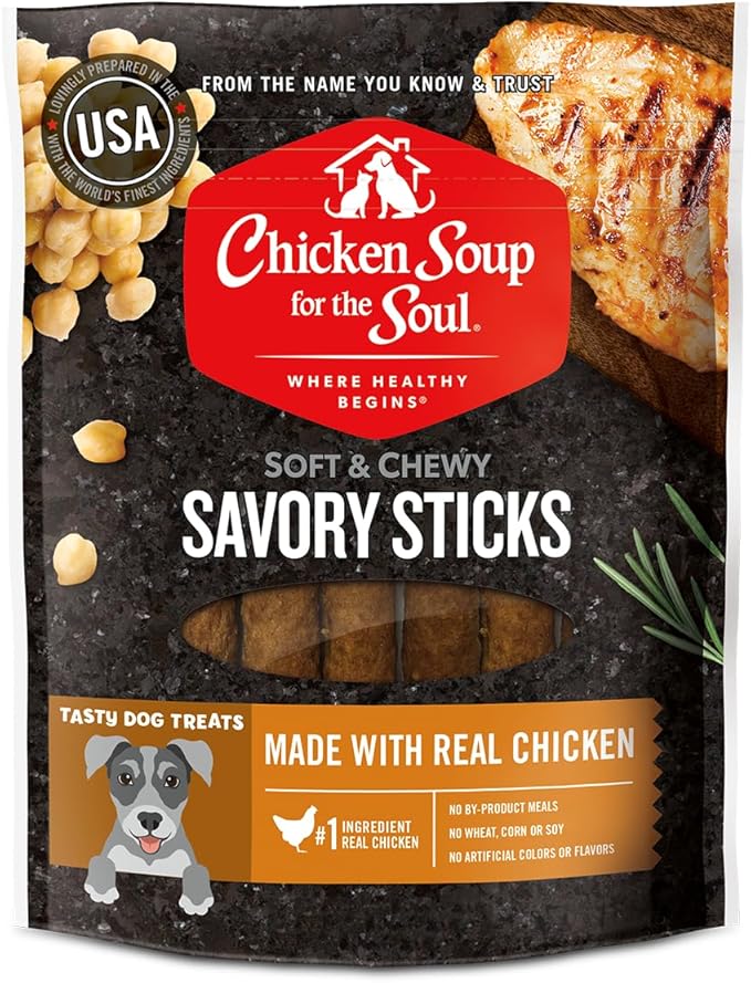 Chicken Soup for the Soul Pet Food Savory Sticks Dog Treats, Chicken, 5 Ounce Bag Soy, Corn & Wheat Free, No Artificial Flavors or Preservatives