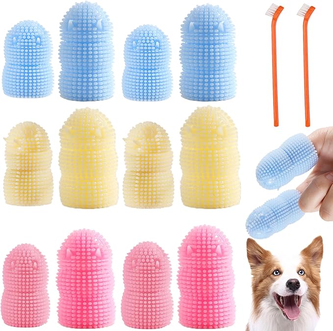 Dog Toothbrush Dog Tooth Brushing Kit ,12Pack Dog Finger Toothbrush for Dog Teeth Cleaning&Dog Dental Care, Dog Tooth Brush Pet Toothbrush