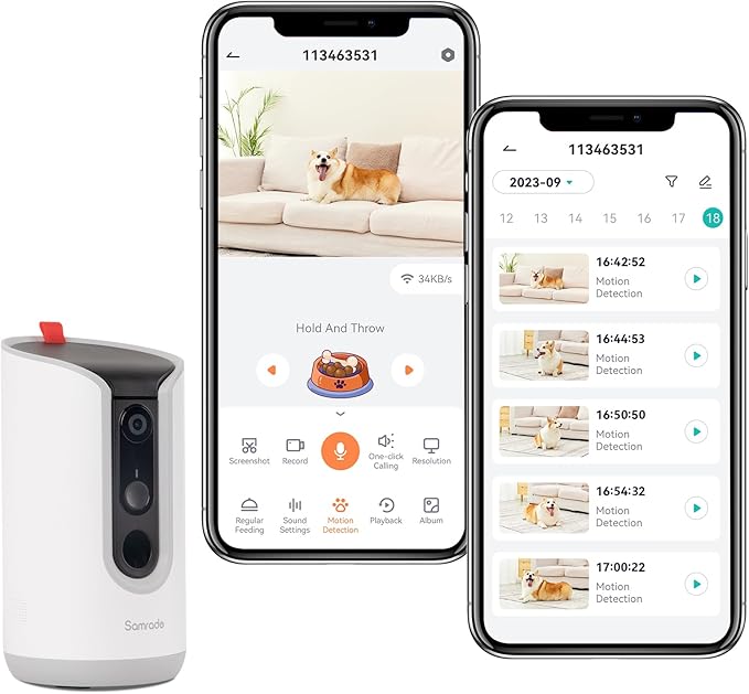 2K Pet Camera with Phone App - 360° View, 5G & 2.4G WiFi Two-Way Audio Dog Camera with Treat Dispenser Security Pet Camera for Dogs Remote Pet Monitoring