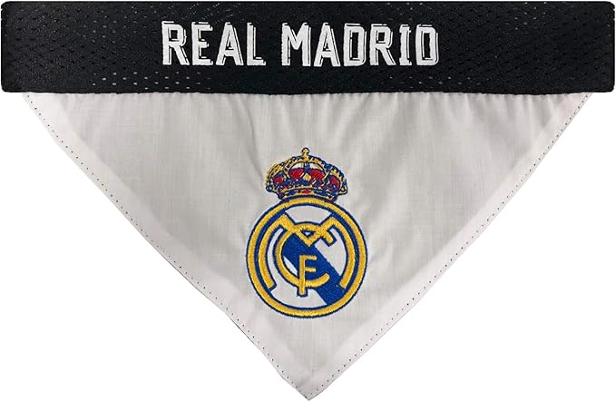MLS Real Madrid REVERSIBLE BANDANA for DOGS & CATS. Cutest Pet Bandana Scarf Bib Apron Sports Fan Apparel, Team color, SIZE: Large / X-Large