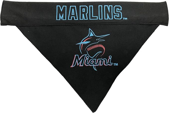 Pets First MAR-3217-S-M MLB Dog Bandana - Miami Marlins Reversible Pet Bandana, Small/Medium, MLB Team Color