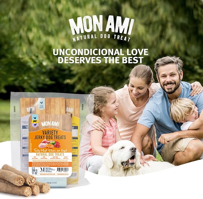 Mon Ami Variety Dog Treats Meat Sticks for Dogs with Farm Fresh Vegetables – Human Grade Dog Treats with Superfoods - Training Treats for Dogs - Healthy Dog Treats for Small, Medium and Large Dogs