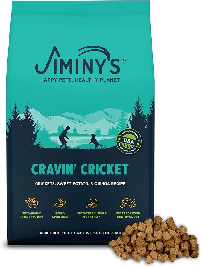 Jiminy's Cravin' Cricket Dry Dog Food, Hypoallergenic, Sensitive Stomach, 10lb Bag (Pack of 1)