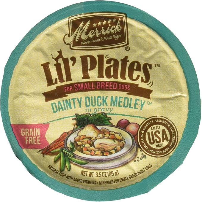 Merrick Lil's Plates 3.5-Oz Grain Free Wet Food for Small Breed Dogs 12 Cans - Dainty Duck Medley in Gravy