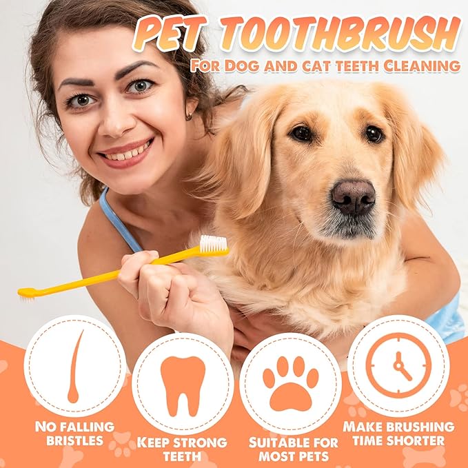 100 Pieces Dog Tooth Brush Pet Toothbrush Soft Grooming Dogs Toothbrush Dog Double Sided Toothbrush Long Handle Tooth Brush for Puppy Pet Large and Small Teeth Cleaning Dental Oral Care, 10 Colors
