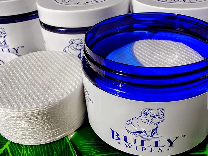 Bully Wipes - Bulldog Wrinkle Wipes Specifically for Bulldog Breeds All Natural Organic Formula Refreshing Botanical Scent - Removes Dirt - Safe to use around Eyes, Ears, Paw, Wrinkles!