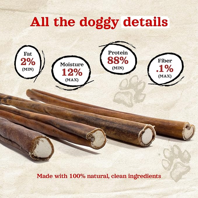 Natural Farm Bully Sticks Stuffed Collagen Sticks for Dogs (12 Inch, 12-Pack), Rawhide-Free Collagen Sticks, Natural Dog Chews, Long Lasting, Small, Medium and Large Dogs, Great Rawhide Alternative