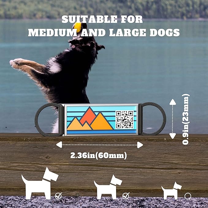 QR Code Dog Tag,Silent Dog Tags Personalized for Pets, Slide On Dog Tag,Custom Dog Name ID Tags Personalized Noiseless Dog and Cat Tags-Free Online&Scan QR Receive Instant Location Alert Email