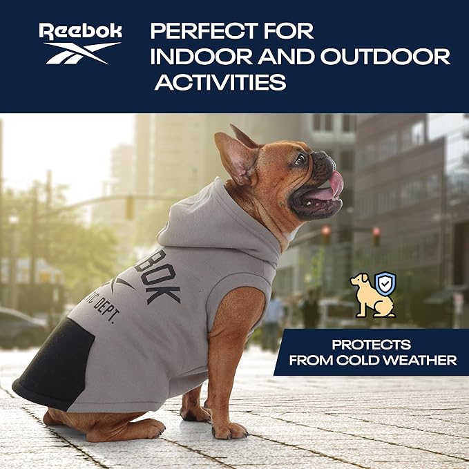 Reebok Dog Hoodie – Fleece Dog Sweater with Leash Hole, Cold Winter Dog Sweatshirt for Small Medium and Large Dogs, Premium Dog Fall Sweater Pullover Hoodie, Cozy Warm Perfect Dog Christmas Outfit