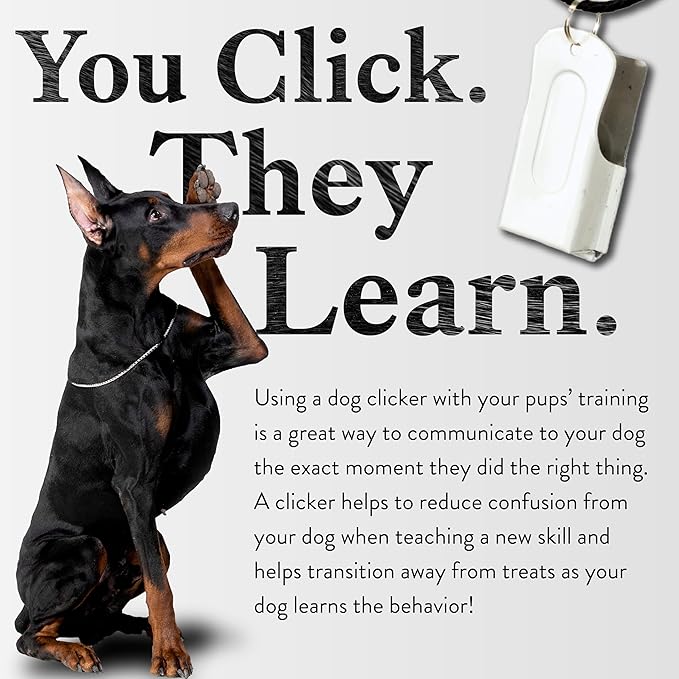 White Dog Clicker with Necklace - Clickers for Pet Training - Dog Training & Behavior Aids Easy to Carry with You Anywhere - Teach Your Dog Tricks or Reward His Behavior