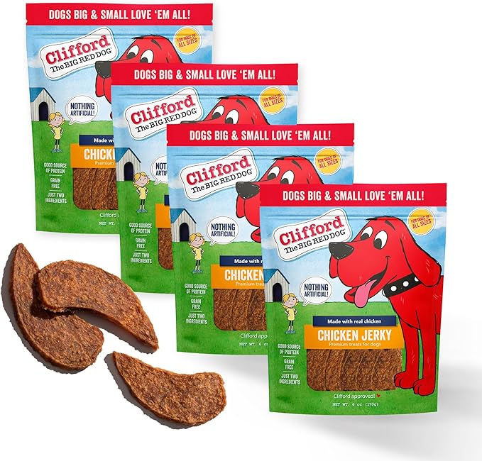 Clifford® Chicken Jerky Dog Treats | Healthy Dog Treats Small Dogs, Medium and Large Dogs | Real Chicken Jerky for Dogs, Grain Free, Rawhide Free Dog Chews - Just Two Ingredients (24oz)