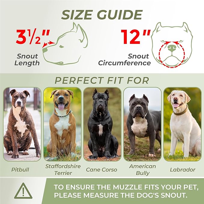 Soft Leather Dog Muzzle for Pitbulls – Dog Muzzle for Large Dogs Pitbull – Large Breathable Pitbull Muzzle Anti Bite – Adjustable Basket Muzzle for Pitbull, Amstaff, Labrador etc. (L Size)