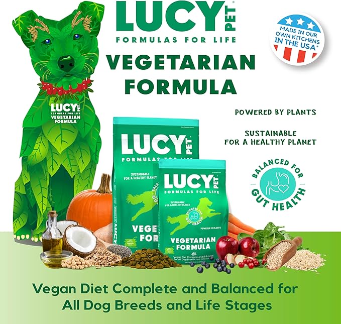 Lucy Pet Vegetarian Formula Dog Food 5lb, Vegan, Powered by Plants