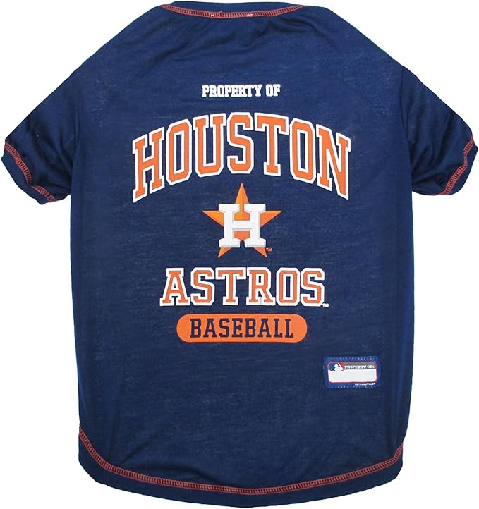 MLB Houston Astros Dog T-Shirt, X-Small. - Licensed Shirt for Pets Team Colored with Team Logos. - Premium Stretchable Materials for The Comfort of Your Dog & cat.
