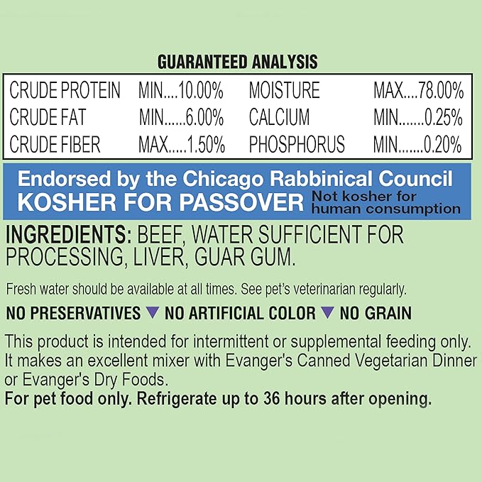Evanger's Grain Free Beef For Dogs & Cats - 24, 6 oz cans
