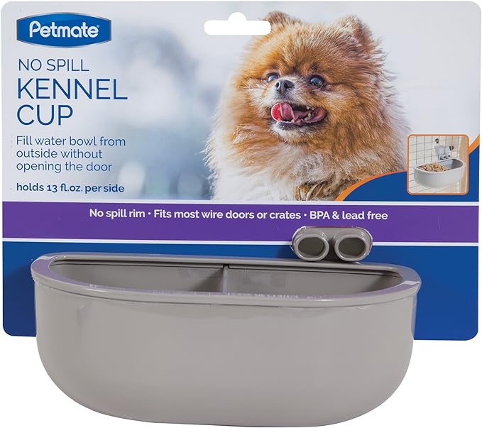 Petmate Large Breeds Dog Kennel Various Sizes with Double Diner Kennel Bowl Gray Small