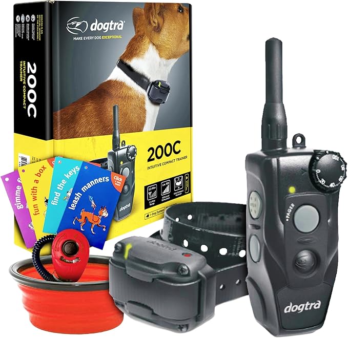 Dogtra 200C Remote Training Collar - 1/2 Mile Range, Rechargeable, Waterproof - Plus 1 iClick Training Card, Jestik Click Trainer - Value Bundle